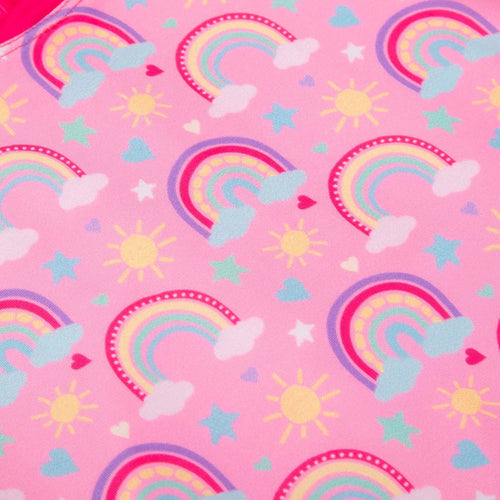 VESTIDO DE BAÑO LITTLEMIC DE MANGA LARGA ROSADO PARA NIÑA 2T A 5T