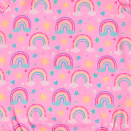 VESTIDO DE BAÑO LITTLEMIC DE MANGA LARGA ROSADO PARA NIÑA 2T A 5T