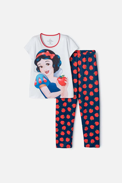 PIJAMA DE BLANCANIEVES BLANCA Y AZUL DE PANTALÓN LARGO PARA NIÑA