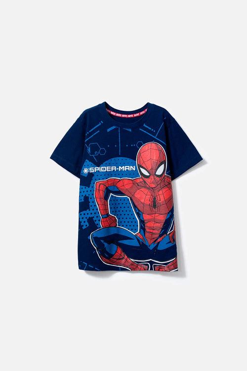 CAMISETA DE SPIDER-MAN MANGA CORTA AZUL PARA NIÑO