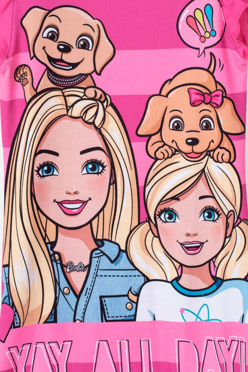 PIJAMA TIPO BATOLA DE BARBIE MANGA SISA FUCSIA PARA NIÑA