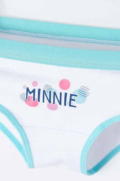 CONJUNTO DE TOP Y PANTY DE MINNIE MOUSE BLANCO Y AZUL PARA NIÑA