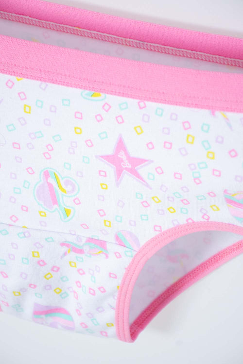 CONJUNTO DE TOP Y PANTY DE BARBIE BLANCO Y ROSADO PARA NIÑA