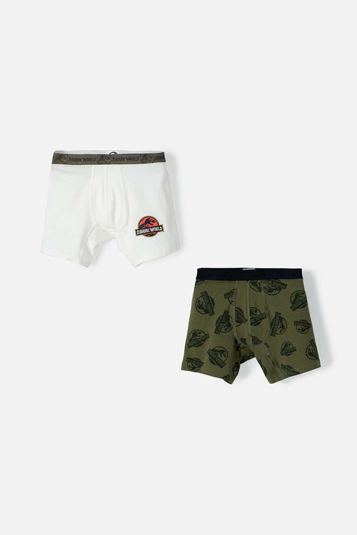 PACK X2 BOXER DE JURASSIC WORLD MARFIL Y VERDE PARA NIÑO