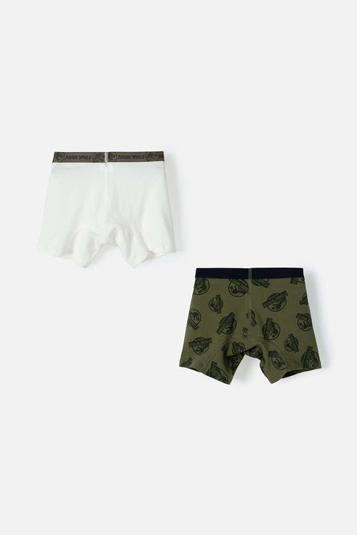 PACK X2 BOXER DE JURASSIC WORLD MARFIL Y VERDE PARA NIÑO