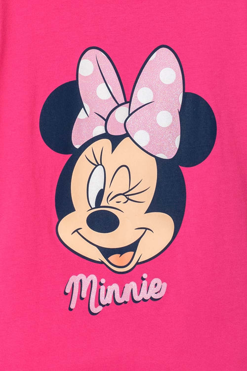 CAMISETA DE MINNIE MOUSE FUCSIA CON DETALLES BRILLANTES PARA NIÑA