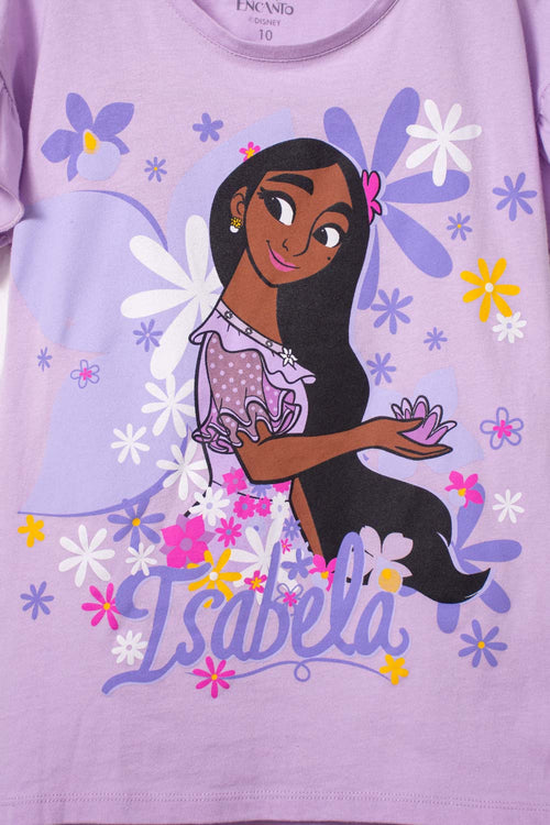 CAMISETA DE ENCANTO MANGA CORTA LILA PARA NIÑA