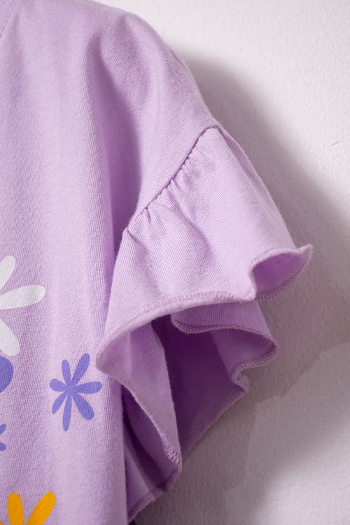 CAMISETA DE ENCANTO MANGA CORTA LILA PARA NIÑA