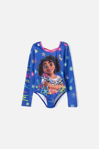 VESTIDO DE BAÑO DE ENCANTO MANGA LARGA MORADO PARA NIÑA