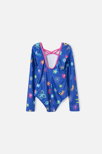 VESTIDO DE BAÑO DE ENCANTO MANGA LARGA MORADO PARA NIÑA