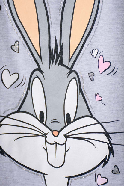 PIJAMA DE BUGS BUNNY ESTAMPADA GRIS Y ROSADA PARA NIÑA