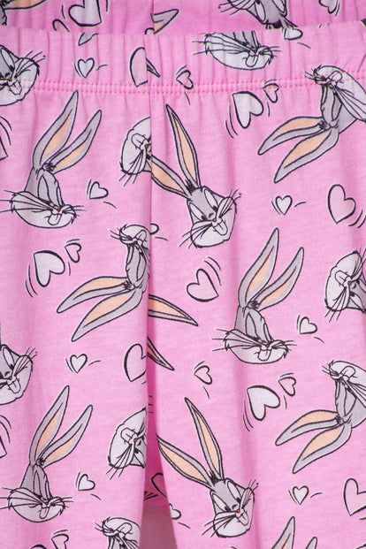 PIJAMA DE BUGS BUNNY ESTAMPADA GRIS Y ROSADA PARA NIÑA