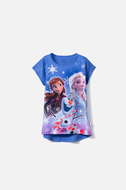 CAMISETA DE FROZEN ESTAMPADA MORADA PARA NIÑA