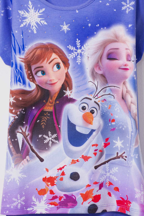 CAMISETA DE FROZEN ESTAMPADA MORADA PARA NIÑA