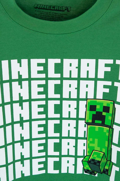 CAMISETA DE MINECRAFT VERDE Y NEGRA MANGA LARGA PARA NIÑO