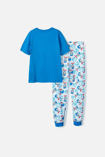 PIJAMA DE SONIC CON PANTALÓN LARGO AZUL PARA NIÑO