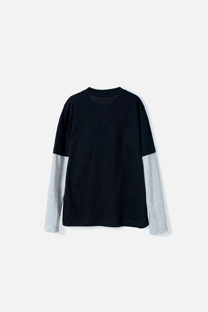 CAMISETA DE LOS SIMPSON NEGRA Y GRIS MANGA LARGA PARA NIÑO