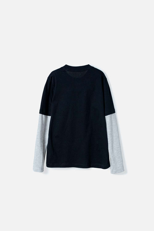 CAMISETA DE LOS SIMPSON NEGRA Y GRIS MANGA LARGA PARA NIÑO