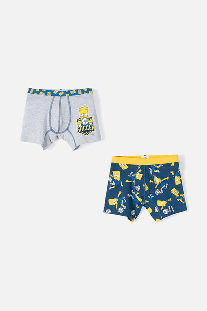 PACK X2 BOXER DE LOS SIMPSON GRIS Y AZUL PARA NIÑO