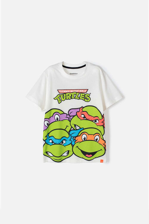 CAMISETA DE LAS TORTUGAS NINJA MANGA CORTA BLANCA PARA NIÑO