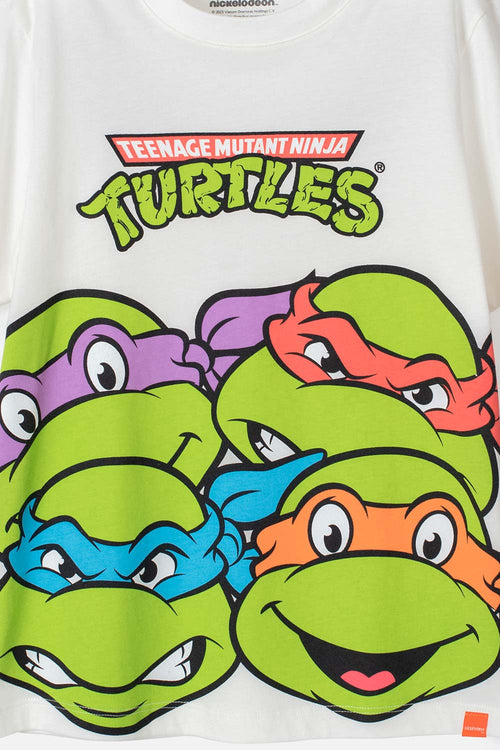CAMISETA DE LAS TORTUGAS NINJA MANGA CORTA BLANCA PARA NIÑO