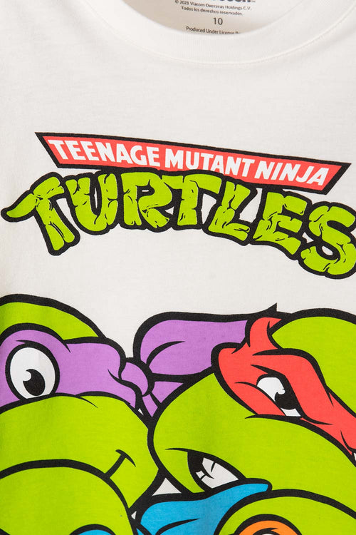 CAMISETA DE LAS TORTUGAS NINJA MANGA CORTA BLANCA PARA NIÑO