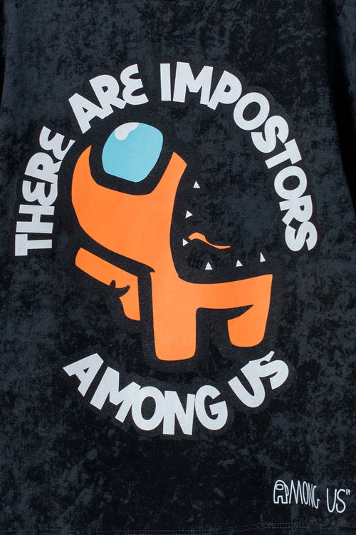 CAMISETA DE AMONG US GRIS ESTAMPADA PARA NIÑO