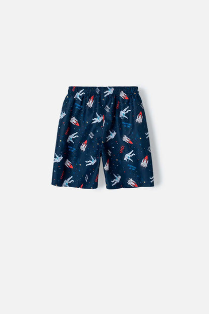 PANTALONETA DE BAÑO DE LA NASA AZUL OSCURO ESTAMPADA PARA NIÑO