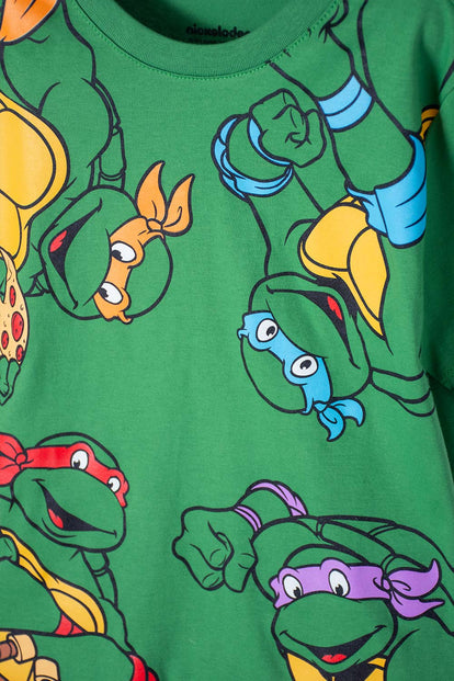 CAMISETA DE LAS TORTUGAS NINJA MANGA CORTA VERDE PARA NIÑO