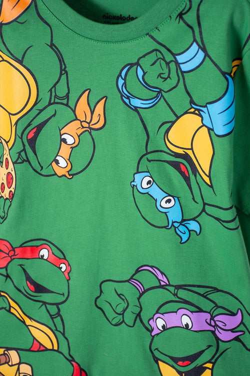 CAMISETA DE LAS TORTUGAS NINJA MANGA CORTA VERDE PARA NIÑO