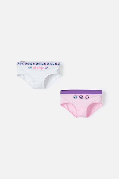PACK X2 PANTIES MINNIE MOUSE BLANCO Y ROSADO PARA NIÑA