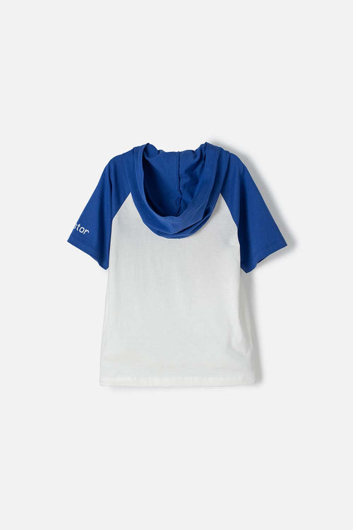 CAMISETA AMONG US MANGA CORTA MARFIL Y AZUL PARA TEENS NIÑO