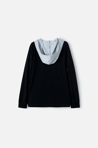 CAMISETA DE LA NASA MANGA LARGA NEGRO Y GRIS PARA NIÑO