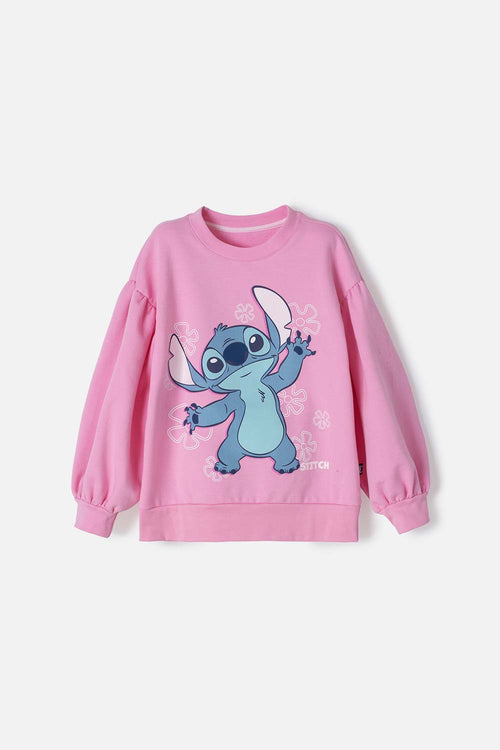 BUZO DE STITCH ROSADO CERRADO PARA NIÑA