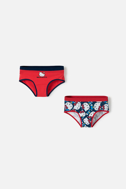 PACK X2 PANTIES DE HELLO KITTY ROJO Y AZUL PARA NIÑA
