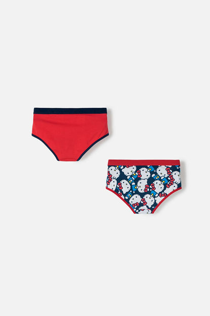 PACK X2 PANTIES DE HELLO KITTY ROJO Y AZUL PARA NIÑA