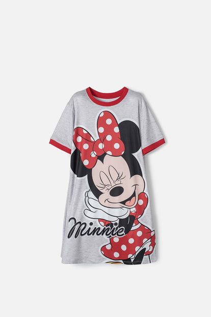 PIJAMA DE MINNIE MOUSE TIPO BATOLA GRIS PARA NIÑA