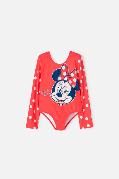 VESTIDO DE BAÑO DE MINNIE MOUSE MANGA LARGA PARA NIÑA