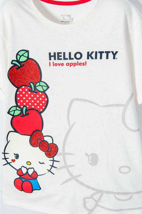 CAMISETA DE HELLO KITTY MANGA CORTA MARFIL PARA NIÑA