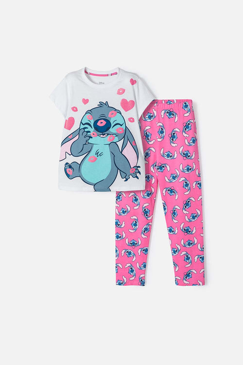 PIJAMA DE STITCH BLANCA DE PANTALÓN LARGO PARA NIÑA