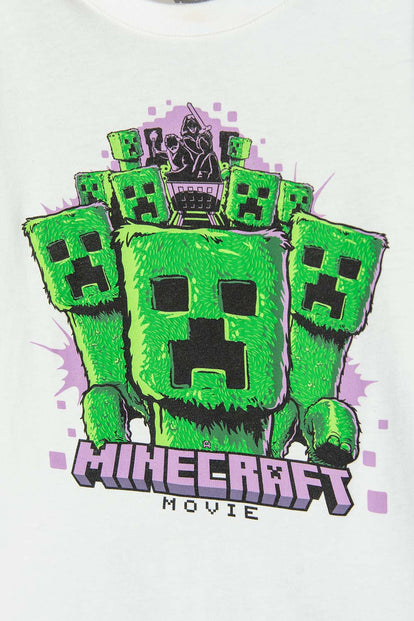CAMISETA DE MINECRAFT MANGA CORTA MARFIL PARA NIÑO