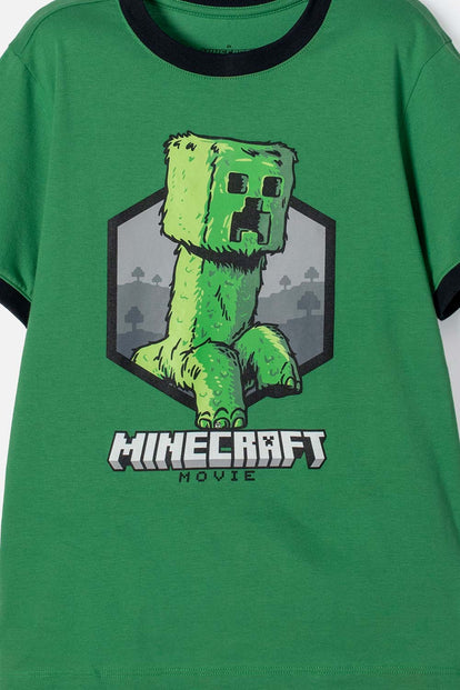 CAMISETA DE MINECRAFT MANGA CORTA VERDE PARA NIÑO