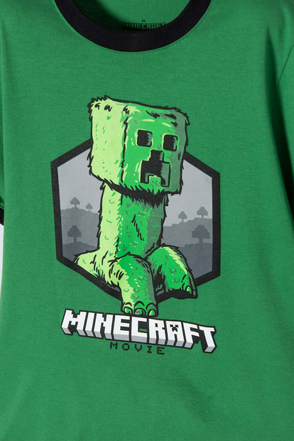 CAMISETA DE MINECRAFT MANGA CORTA VERDE PARA NIÑO