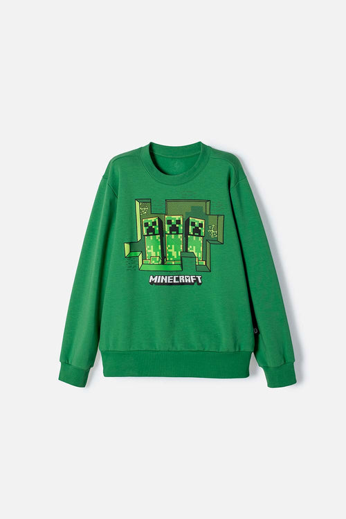 BUZO DE MINECRAFT CERRADO VERDE PARA NIÑO