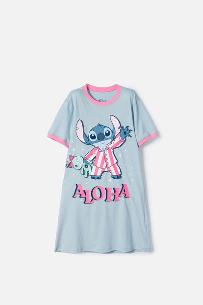 PIJAMA DE STITCH AZUL TIPO BATOLA PARA NIÑA