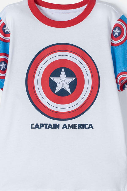 PIJAMA DEL CAPITÁN AMÉRICA AZUL Y ROJA DE PANTALÓN LARGO PARA NIÑO