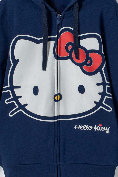 BUZO DE HELLO KITTY CON CIERRE AZUL PARA NIÑA
