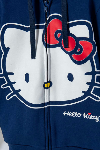 BUZO DE HELLO KITTY CON CIERRE AZUL PARA NIÑA
