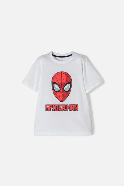 CAMISETA DE SPIDERMAN MANGA CORTA BLANCA PARA NIÑO