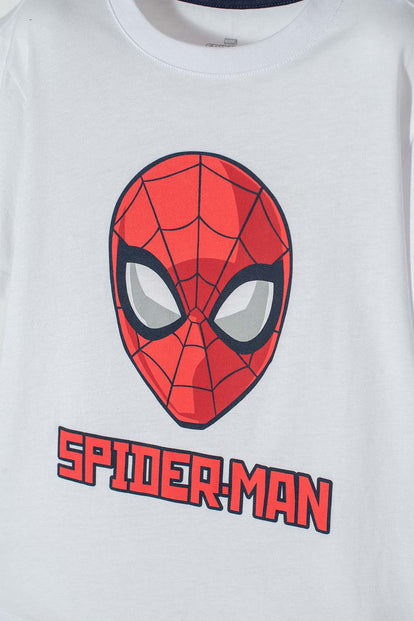 CAMISETA DE SPIDERMAN MANGA CORTA BLANCA PARA NIÑO